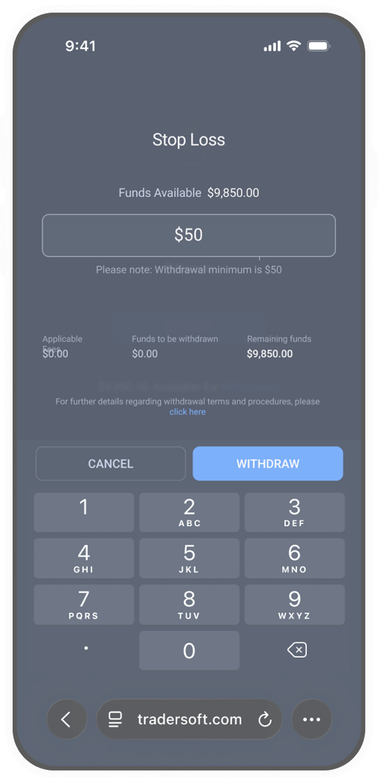 TraderSoft withdrawal flow